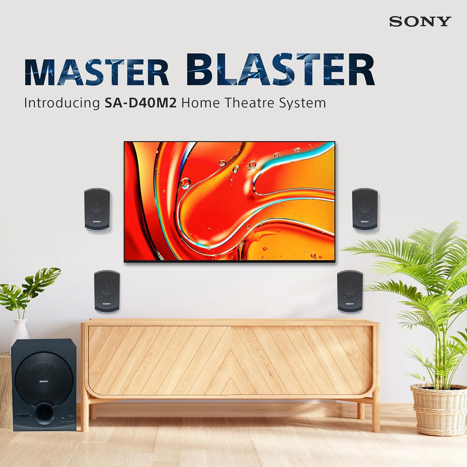 Sony New SA-D40M2 4.1ch Home Theatre/PC Speaker System with 100W Power Output and Powerful Subwoofer - Black - View 8