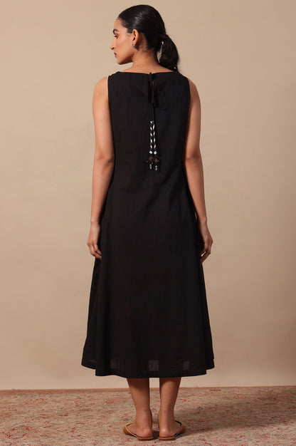 Solid Flared Pure Cotton Dress - View 2