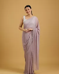 Dazzling Purple Georgette Saree - View 6