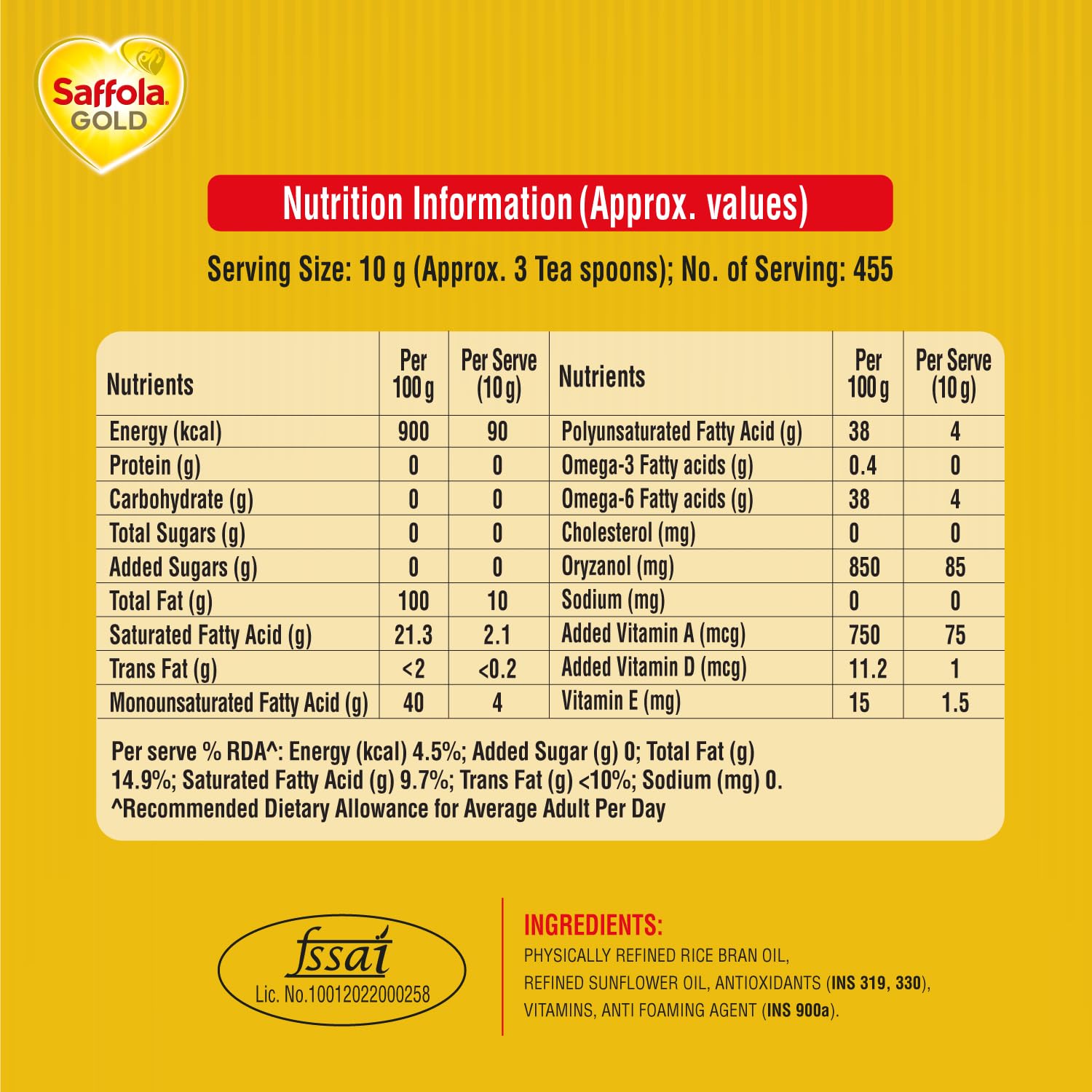 5 Litre Jar + Free 1 Litre Pouch Saffola Gold Refined Cooking oil | Blended of Rice Bran &amp; Sunflower oil - View 5