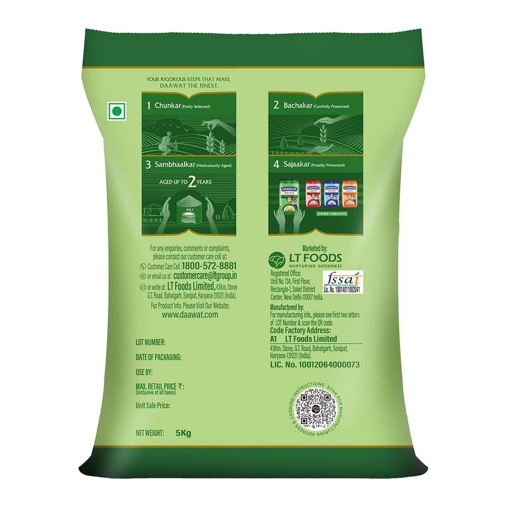 5 Kg Daawat Biryani Basmati Rice | World s Longest Rice Grain expands 24mm* | Tasty, Non-sticky & Rich Aroma |Naturally Aged - View 6