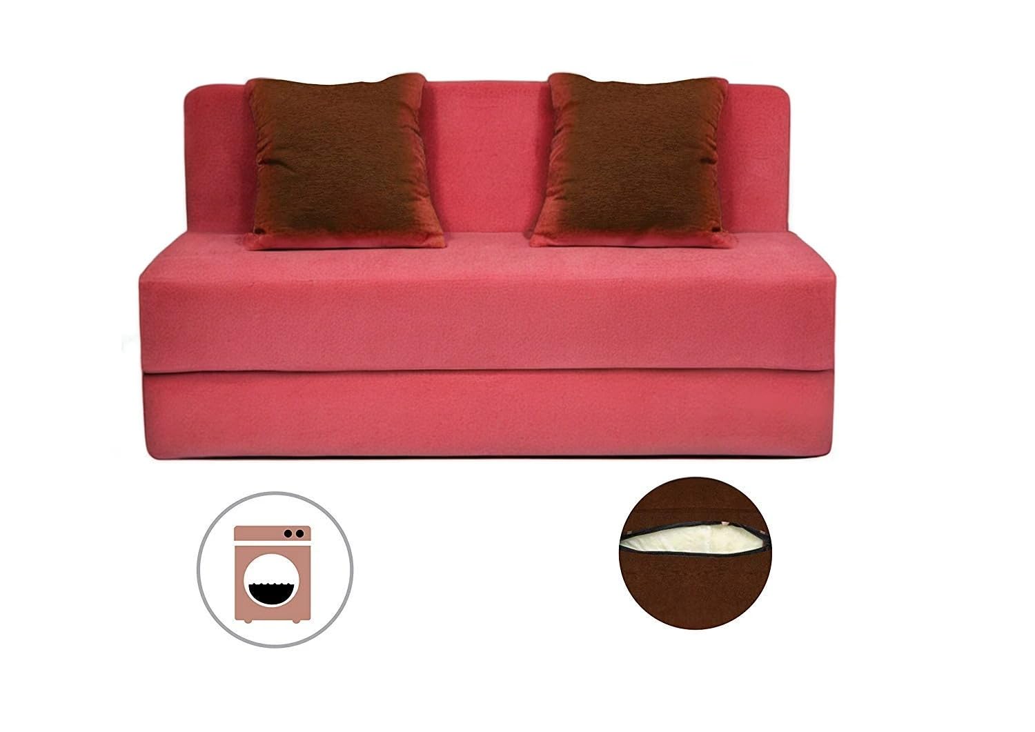 PumPum EPE Foam 2-Seater Sofa Cum Bed – 36 Inch Width, Convertible Design, Lightweight & Foldable (Peach) - View 2